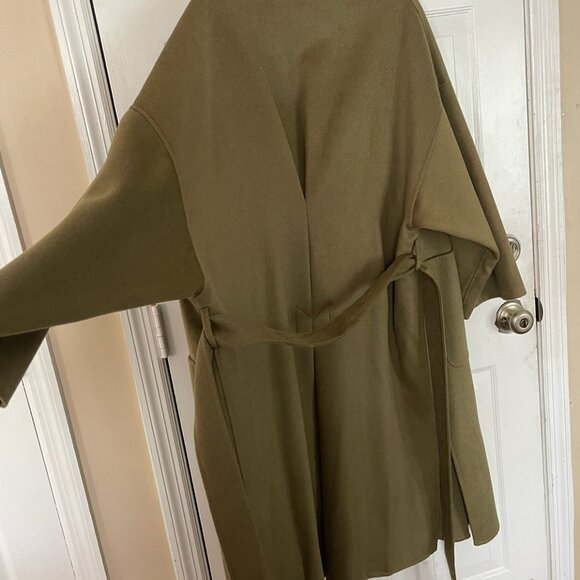 NWT Mango Olive Wool Long Coat with Belt – Size XL - Picture 9 of 9